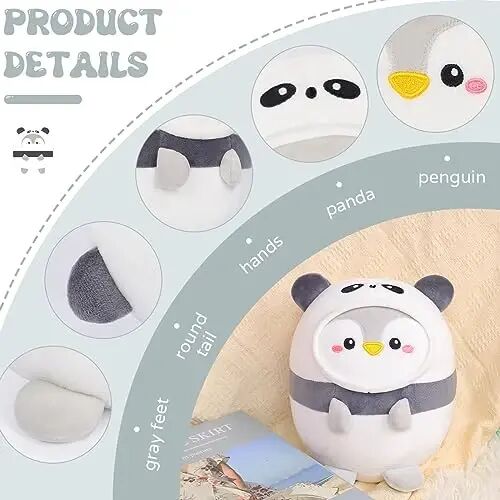 AIXINI Cute Penguin Panda Plush Pillow 8