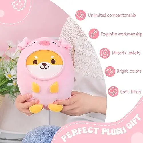 AIXINI Cute Shiba Inu Pig Plush Pillow 8