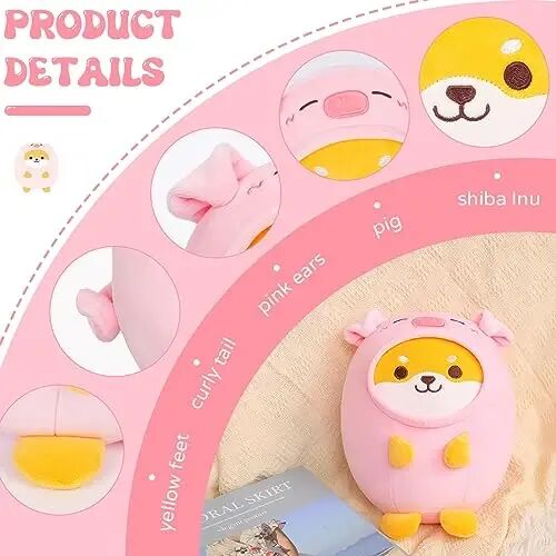 AIXINI Cute Shiba Inu Pig Plush Pillow 8