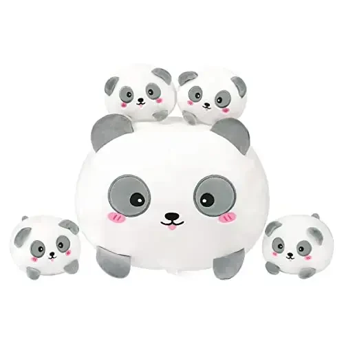 AIXINI Sevimli Panda Onamchi Puzibali Hayvoncha 4 ta Kichkina Bolachalar Pusibali, Juda Yumshoq Multfilm quchoqlaydigan O'yinchoq sovg'alari, To'shak, Bolalar uchun uxlash uchun Kawaii yostiq - AIXINI
