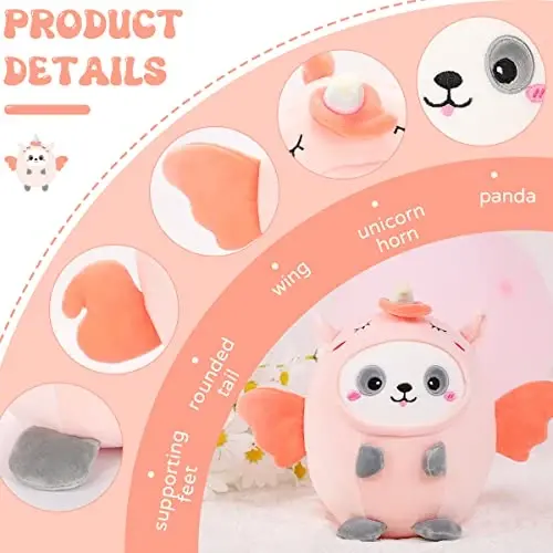 AIXINI Cute Panda Unicorn Plush Pillow 8
