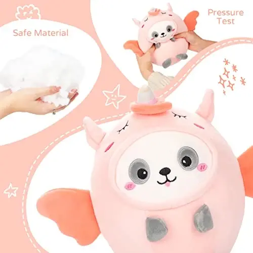 AIXINI Cute Panda Unicorn Plush Pillow 8