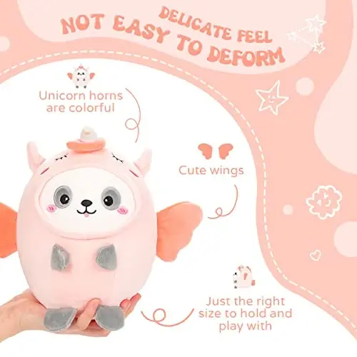 AIXINI Cute Panda Unicorn Plush Pillow 8