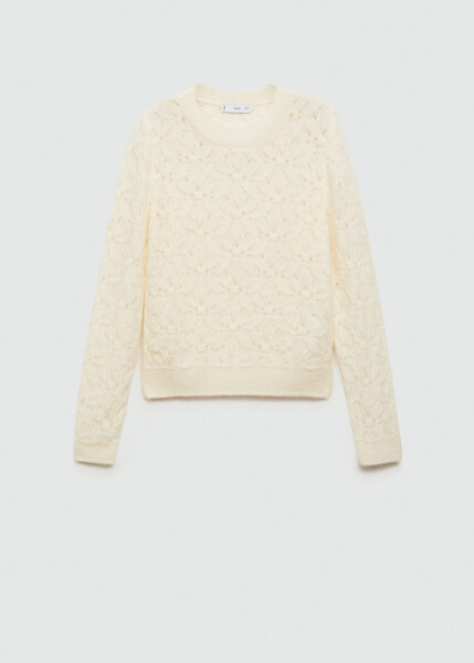 Ajur knitted sweater in ecru. - 1