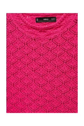 Openwork short-sleeved sweater - Fuchsia - 4
