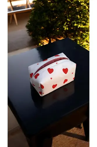 Akan Kalpler Makyaj Çantası - Büyük Boy-Akan Kalpler - ELZRIPY (1)
