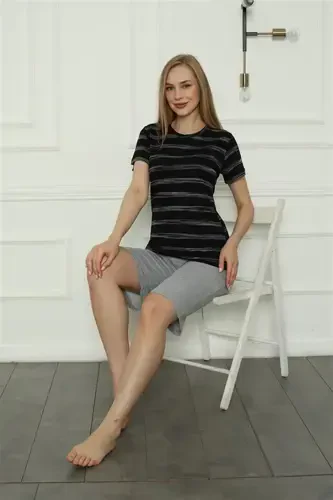 Akbeniz Aile Penye Şortlu Pijama Takım (anne - kız ) 50115 Ayrı Ayrı Satılır . Fiyatları Farklıdır - 5