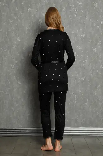 Akbeniz Ayollar 3lik Xalat Pijama To'plami 16103 - 9