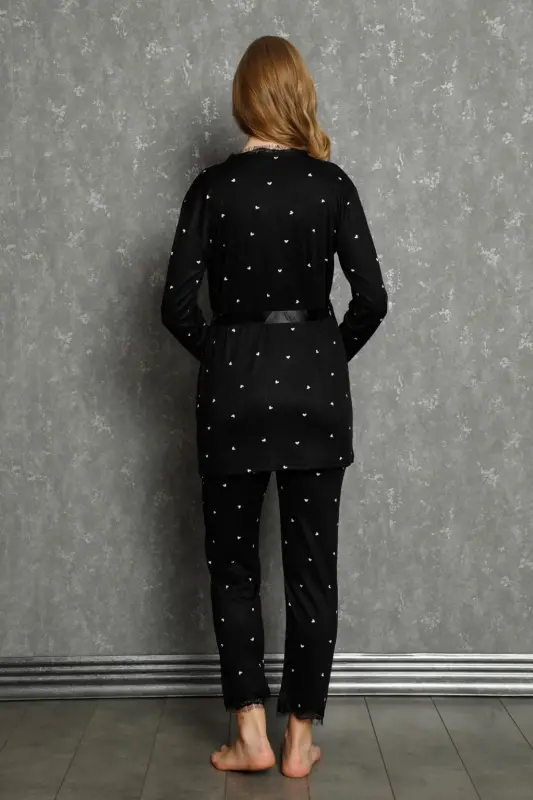 Akbeniz Ayollar 3lik Xalat Pijama To'plami 16103 - 9