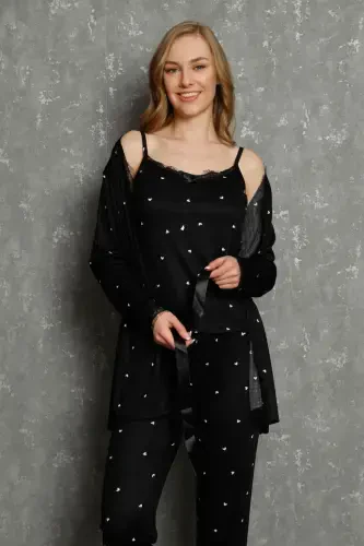 Akbeniz Ayollar 3lik Xalat Pijama To'plami 16103 - 6