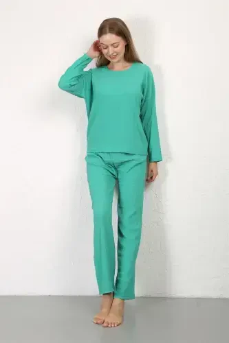 Akbeniz Ayollar Biyron Materialdan Tikilgan Pijama To'plami Yashil 4233 
