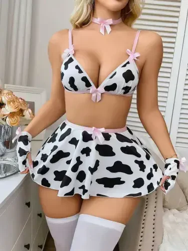 Akbeniz Ayollar Fantazi Dalmatiyalik Kostyum Takımı Oq K1752 - 3