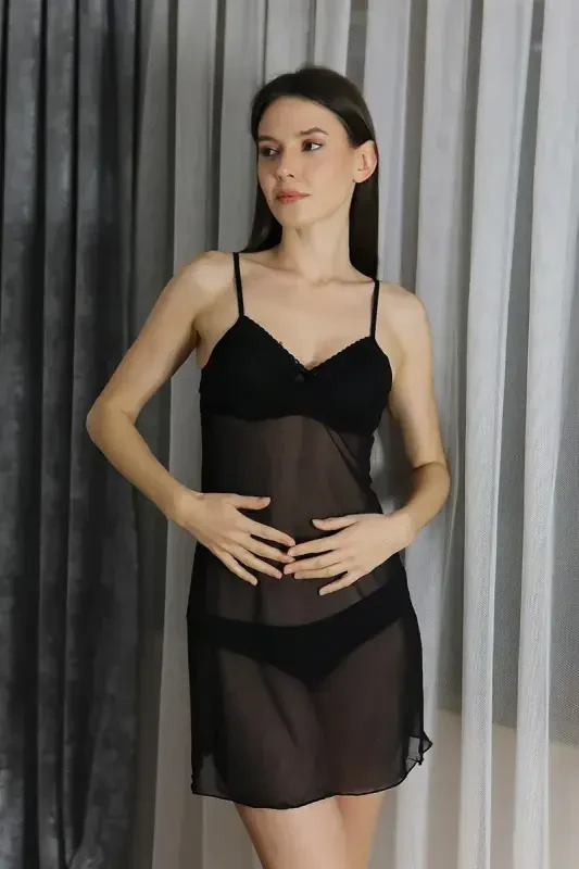 Akbeniz Ayollar fantaziya to'li kechki libosi T2500 Qora - 1