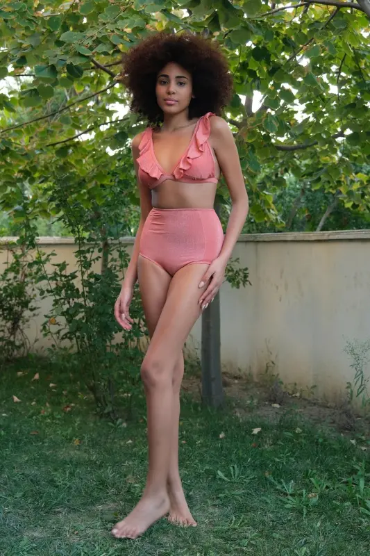 Akbeniz Ayollar Frilly Yuqori Bel G'isht Pastki Bikini Kostyumi 35010 - 10