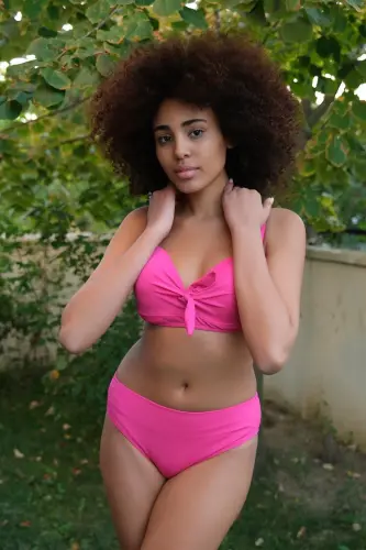 Akbeniz Ayollar Ichki Bo'sh Kamonli Qoplamali Fuchsia Pastki Bikini Kostyumi 35011 - 8