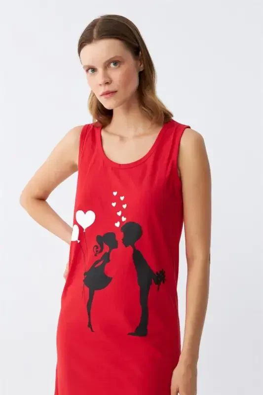 Akbeniz Ayollar Kalin Kamar Penye Tizza Ustidagi Qizil Tunika 11310 - 4