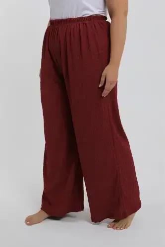 Akbeniz Ayollar Katta Beden Bordo Qulay Kesimli Baggy Yagona Pastki - 5