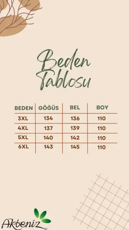 Akbeniz Ayollar Katta Beden Penye Qisqa Yengli Haki Tungi Ko'ylak 12502 - AKBENIZ