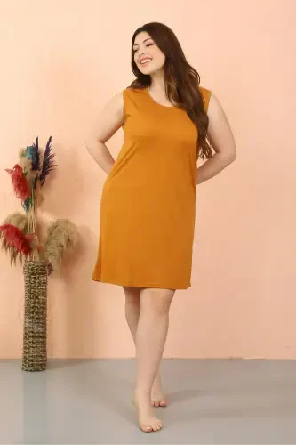 Akbeniz Ayollar Katta O'lchamli Penye Kalin Yelkali Xantal Tunika 12504 - 1