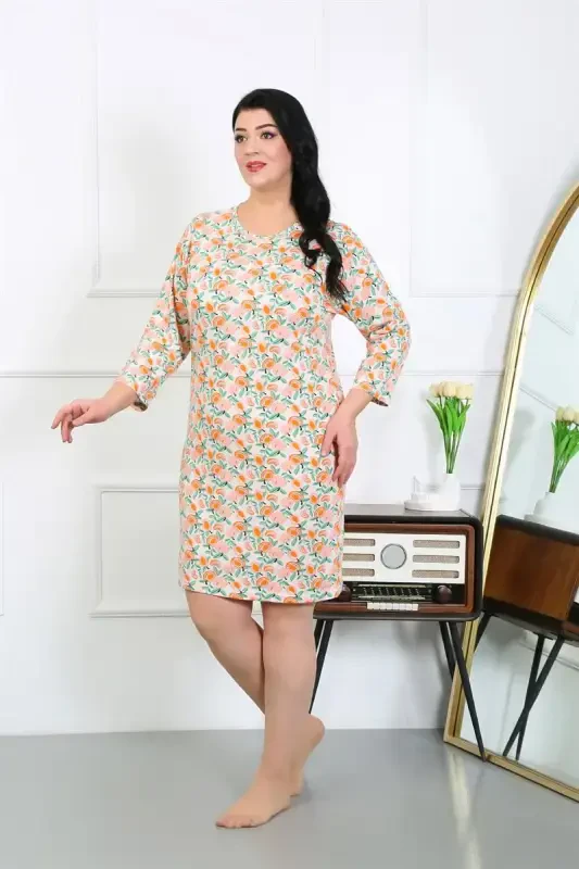 Akbeniz Ayollar Katta O'lchamli Penye Tunlik Uy Libosi Krem 12507 - 2