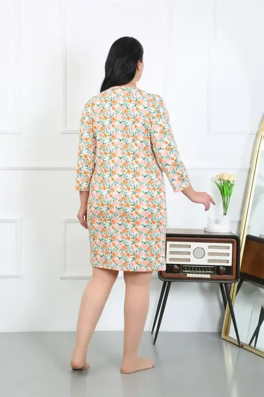 Akbeniz Ayollar Katta O'lchamli Penye Tunlik Uy Libosi Krem 12507 - 4