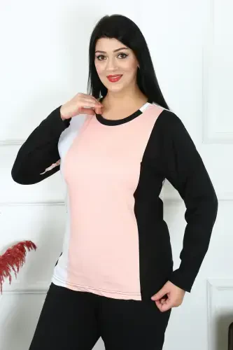 Akbeniz Ayollar Katta O'lchamli Penye Uzun Yengli Pijama To'plami 202213 - AKBENIZ (1)