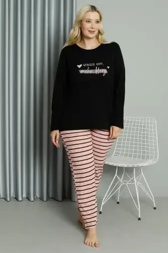 Akbeniz Ayollar Katta Razmer Penye Uzun Yengli Pijama To'plami 202210 - AKBENIZ (1)