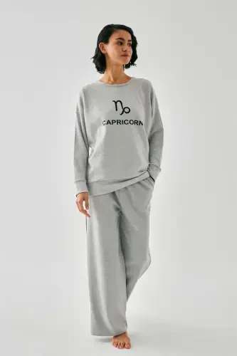 Akbeniz Ayollar Kulrang O'g'il Burji Katta hajmli 2 Ip Sport Kostyumi Uy Kiyim Kostyumi - 3