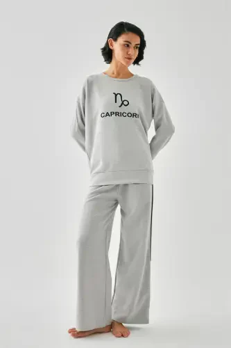 Akbeniz Ayollar Kulrang O'g'il Burji Katta hajmli 2 Ip Sport Kostyumi Uy Kiyim Kostyumi - 4