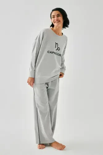 Akbeniz Ayollar Kulrang O'g'il Burji Katta hajmli 2 Ip Sport Kostyumi Uy Kiyim Kostyumi - 5