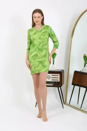 Akbeniz Ayollar Mikro Mato Mini Yaltiroq Ko'ylak 7420 Yashil - AKBENIZ (1)