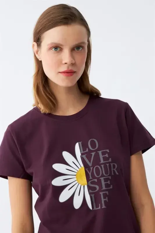 Akbeniz Ayollar Olxoʻri ромашка bosmali kalta yengli paxta pijamasi toʻplami - 5