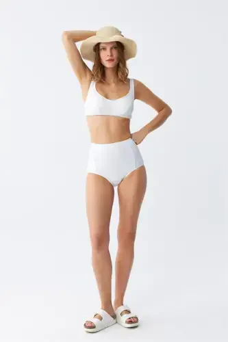 Akbeniz ayollar oq prokladkali baland belli bikini to'plami - 3