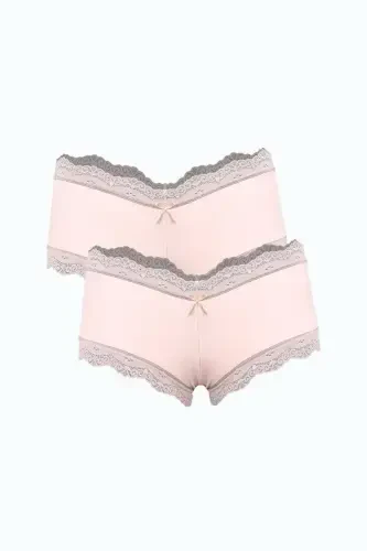 Akbeniz Ayollar Paxta 2 dona Boxer Pudra 40277 - AKBENIZ (1)