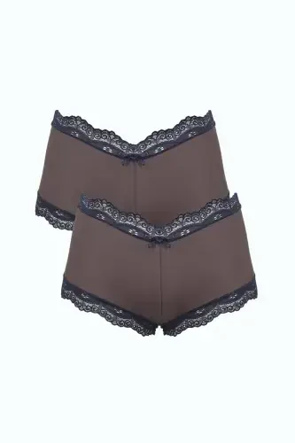 Akbeniz Ayollar Paxta 2 dona Boxer Qahva 40277 - 1