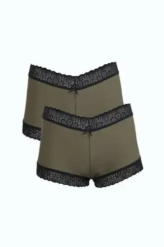 Akbeniz Ayollar Paxta 2 dona Boxer Xaki 40277 - 1