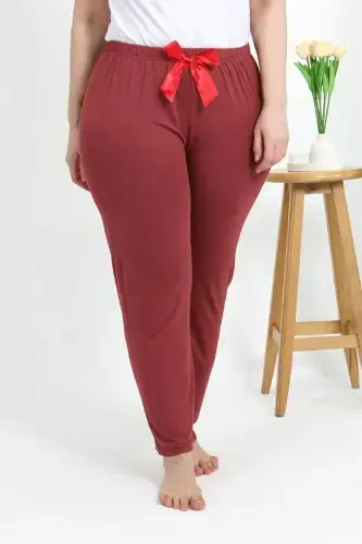 Akbeniz Ayollar Paxta Katta Oʻlchamli Pastki Pijama 27559 Oʻrik Rangi - 7