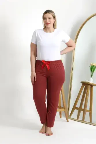 Akbeniz Ayollar Paxta Katta Oʻlchamli Pastki Pijama 27559 Oʻrik Rangi - 8