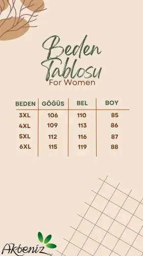 Akbeniz Ayollar Paxta Katta Razmer Ip Bog'langan Naqshli Tunika 999 Apelsin - 6