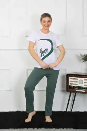 Akbeniz Ayollar Paxta Penye Sevgilisi Kombinatsiyasi Pijama To'plami Oq 50127 Yagona To'plam Narxi - 4