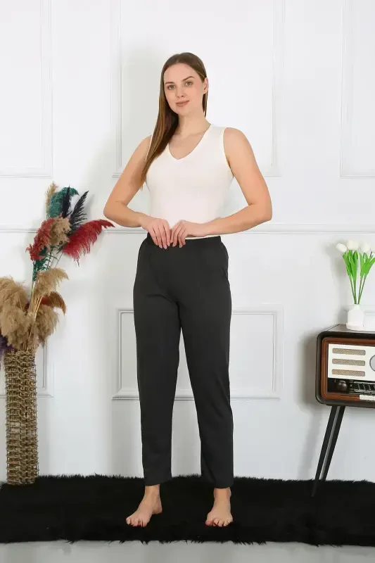 Akbeniz Ayollar Paxta Penye Yagona Pastki Pijama Tutun Rangi 27514 - 3