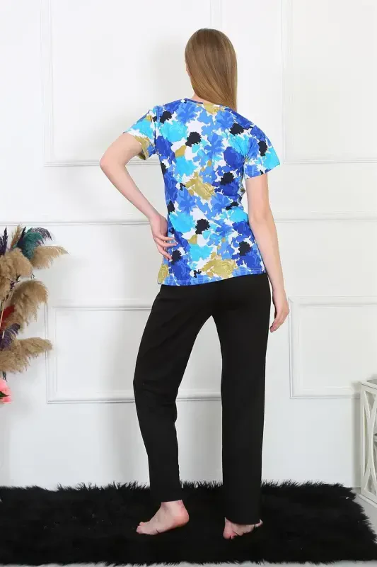 Akbeniz Ayollar Paxta Qisqa Yengli Pijama To'plami 4142 - 5