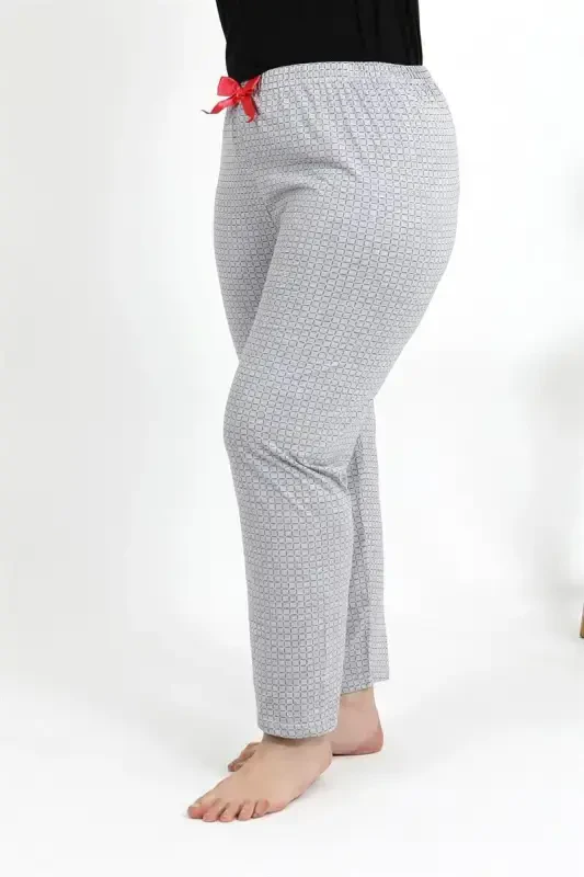 Akbeniz Ayollar Paxtali Katta O'lchamli Pastki Pijama 27557 Kulrang - 4