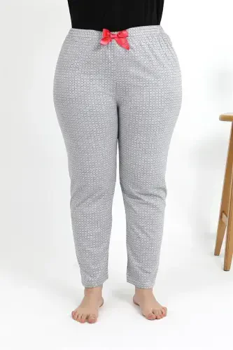 Akbeniz Ayollar Paxtali Katta O'lchamli Pastki Pijama 27557 Kulrang - 5