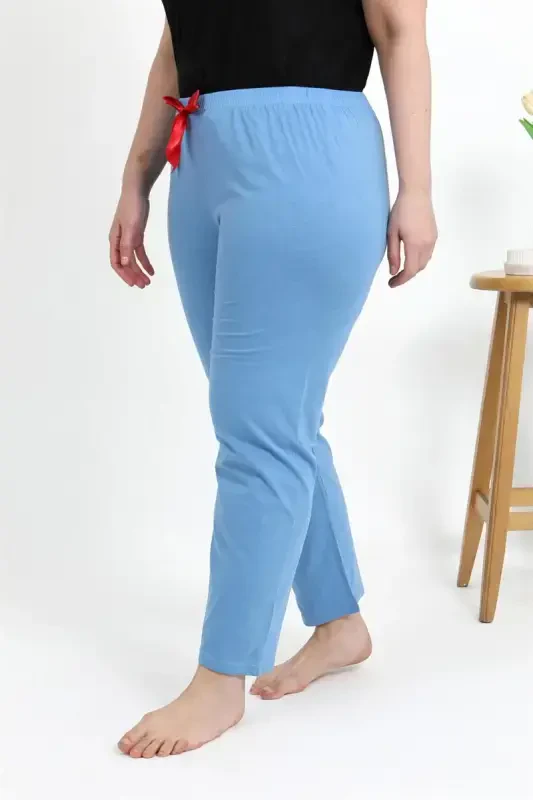 Akbeniz Ayollar Paxtali Katta Oʻlchamli Pastki Pijama 27559 Moviy - 3