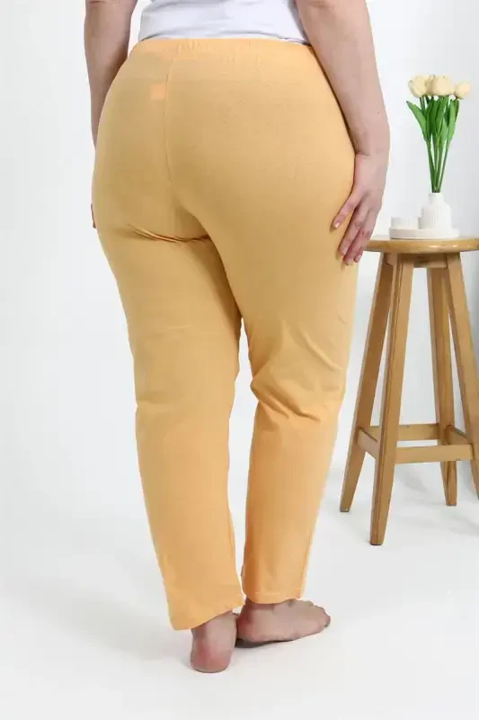 Akbeniz Ayollar Paxtalik Katta Razmer Pastki Pijama 27559 Sariq - 6