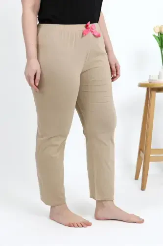 Akbeniz Ayollar Paxtalik Katta Razmerli Pastki Pijama 27559 Bej - AKBENIZ (1)
