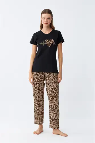 Akbeniz Ayollar Paxtalik Qisqa Yengli Pijama Kostyumi 4128 - 3