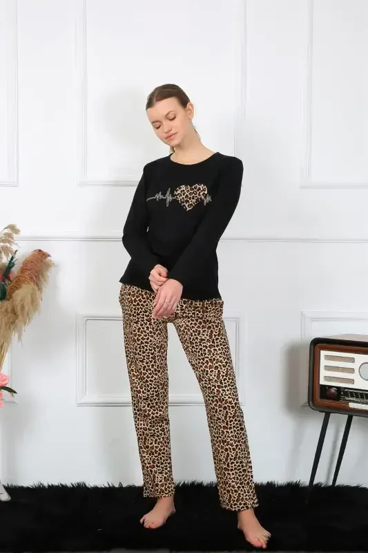 Akbeniz Ayollar Paxtalik Uzun Yengli Pijama To'plami 4129 - 1