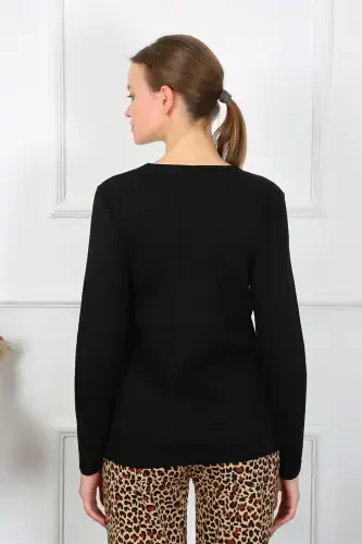 Akbeniz Ayollar Paxtalik Uzun Yengli Pijama To'plami 4129 - 4